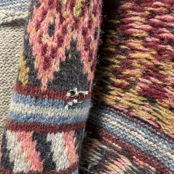 Free People Sweater Womens XS Wool Blend Boho Fuzzy Fair Isle Cardigan Pullover - Picture 9 of 12